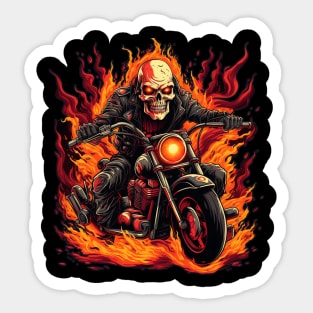 Skull Fire Retro Motorcycle Vintage Sticker